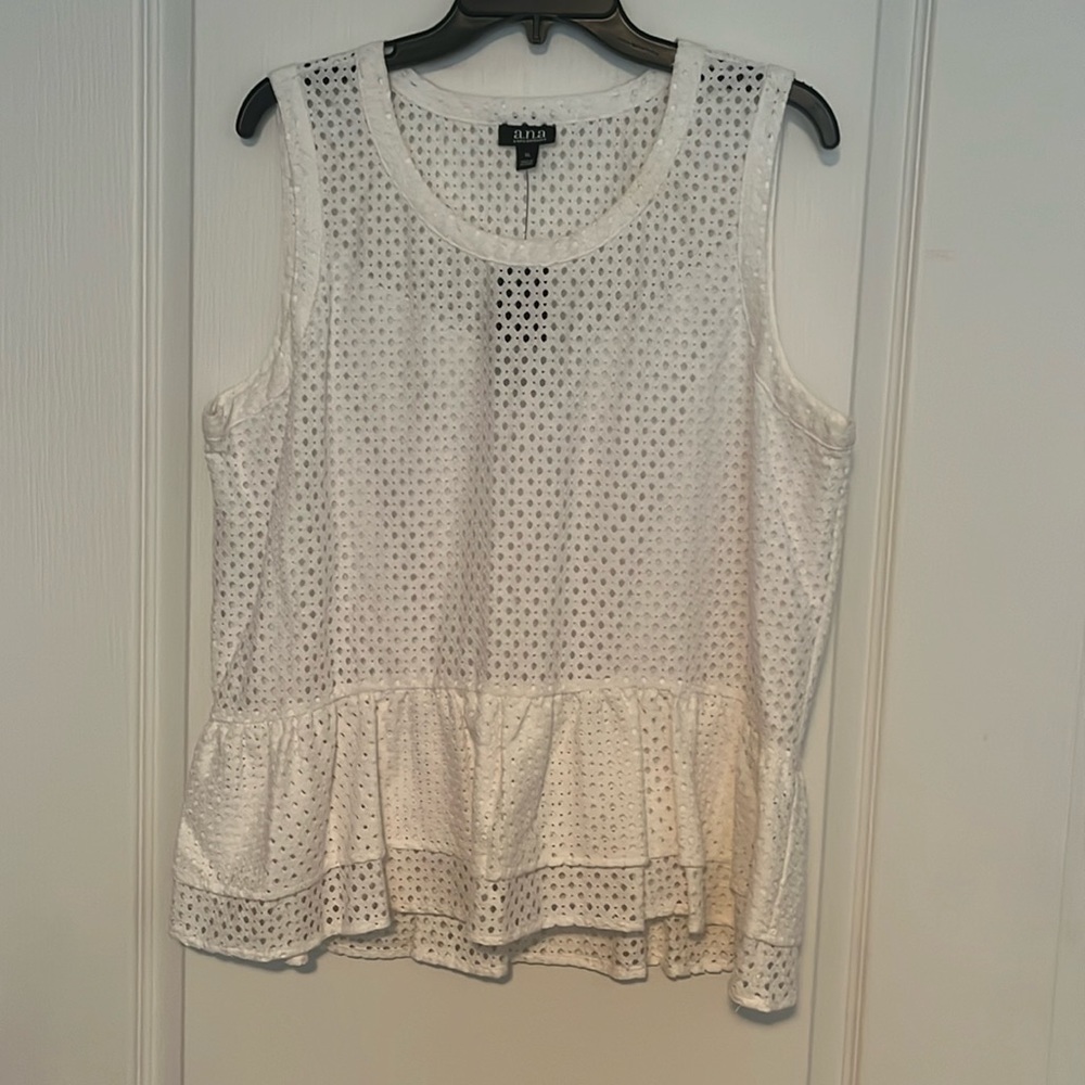 A.N.A White Eyelet Lined Tank Top